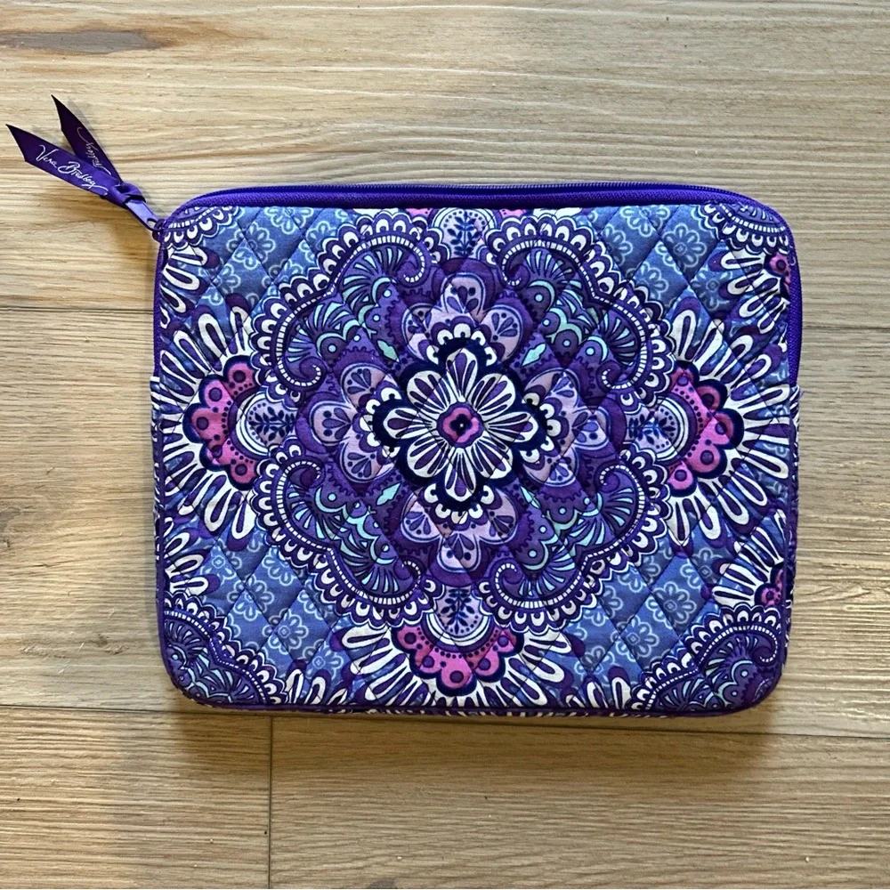 Vera Bradley Purple Quilted Tablet Sleeve with Logo Lining